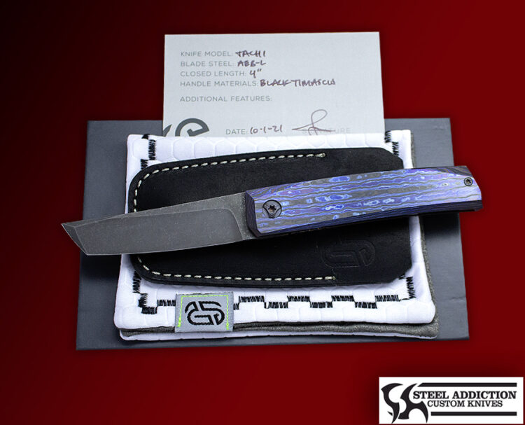 Jared Oeser TACHI Front Flipper In BLACK Timascus