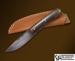 Don Hansen III MS Sunfish Forge Drop Point Hunter In Kenny Rowe Leather