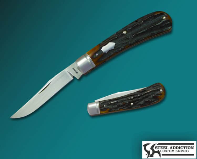Jim Dunlap AMBER STAG Single Blade Trapper