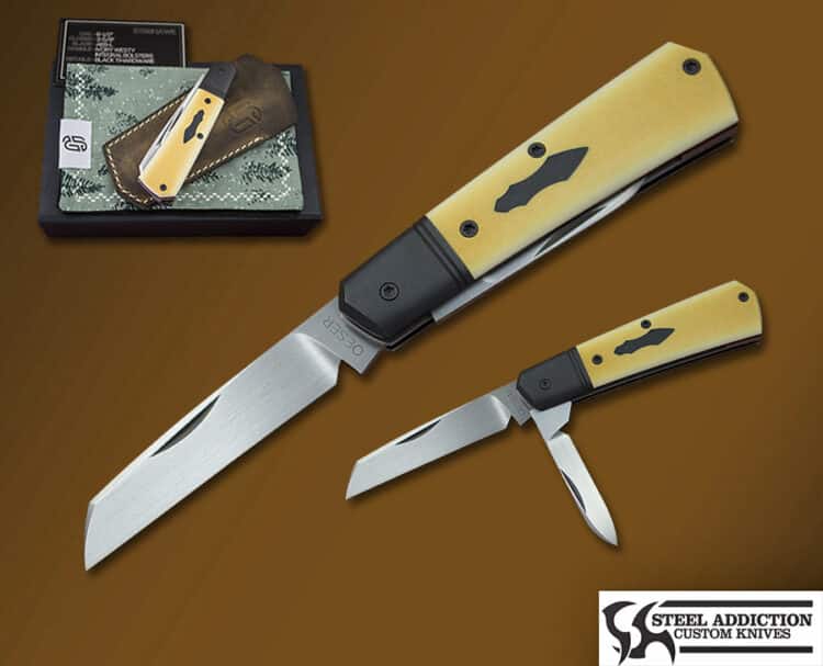 Jared Oeser STR8HAWK Jack In Ivory Westy With Integral Titanium Bolsters